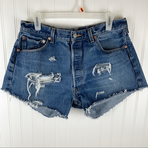 Levi’s 501 Button Fly High Rise Cut Off Jeans